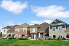 Multi-Colored Suburban Homes, real estate, copy space